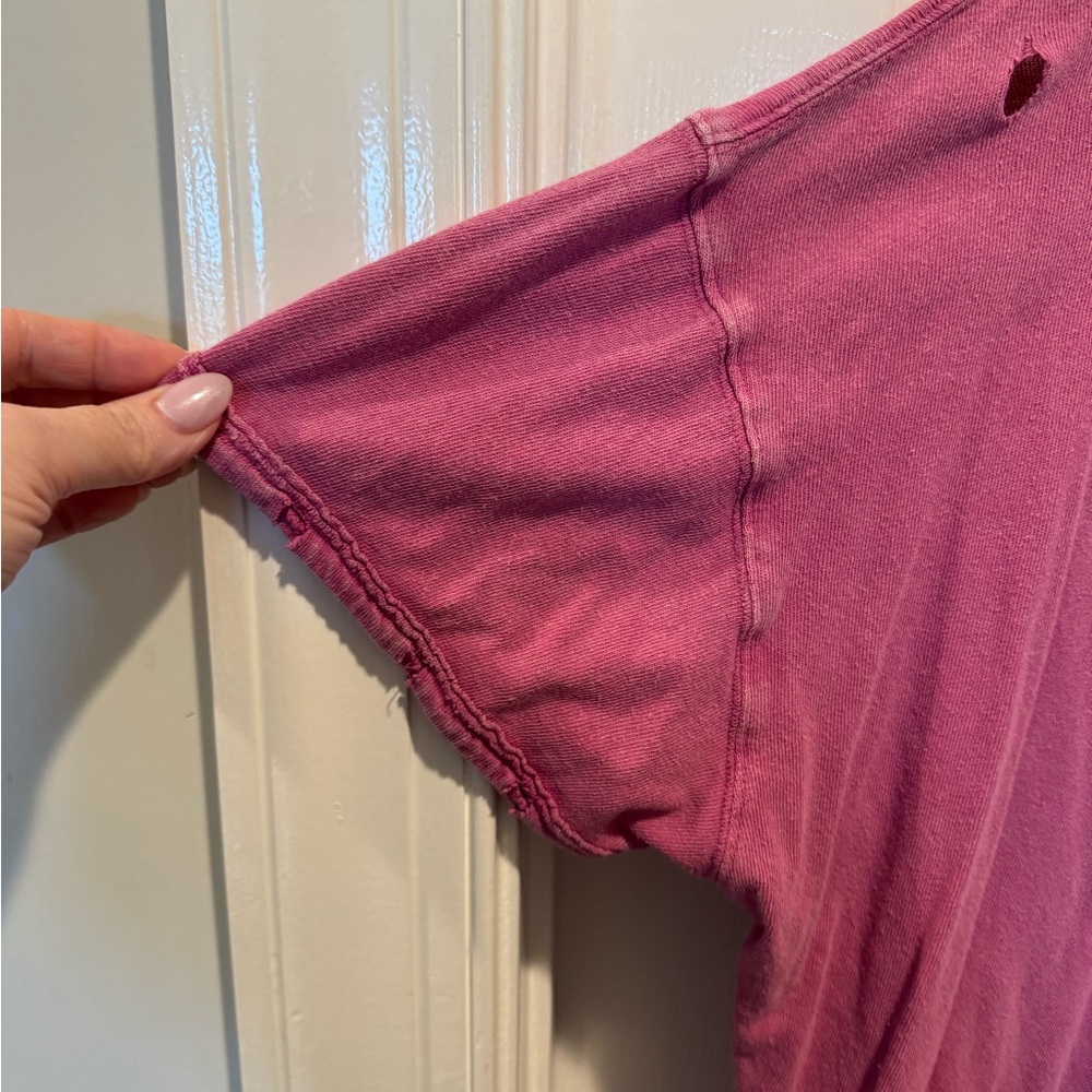 We The Free Pink Distressed Pocket Tee Size L - Picture 2 of 14